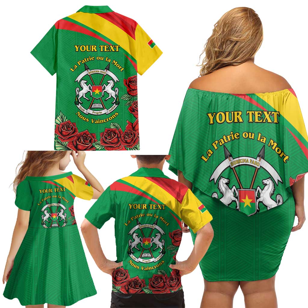 Personalised Burkina Faso Republic Day Family Matching Off Shoulder Short Dress and Hawaiian Shirt Happy 66th Anniversary with White Stallion - Wonder Print Shop