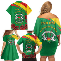 Personalised Burkina Faso Republic Day Family Matching Off Shoulder Short Dress and Hawaiian Shirt Happy 66th Anniversary with White Stallion - Wonder Print Shop