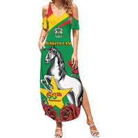 Personalised Burkina Faso Republic Day Family Matching Summer Maxi Dress and Hawaiian Shirt Happy 66th Anniversary with White Stallion - Wonder Print Shop