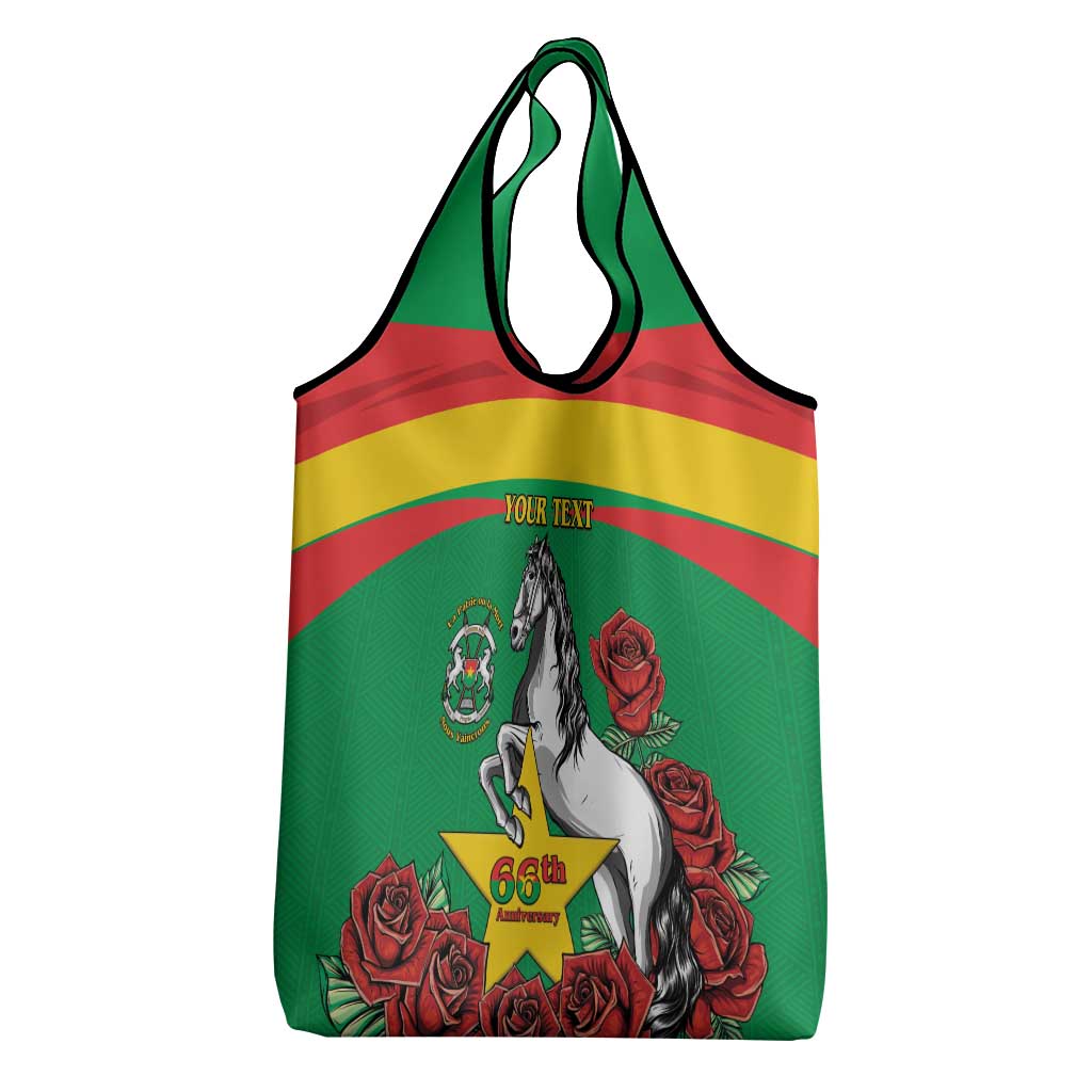 Personalised Burkina Faso Republic Day Grocery Bag Happy 66th Anniversary with White Stallion
