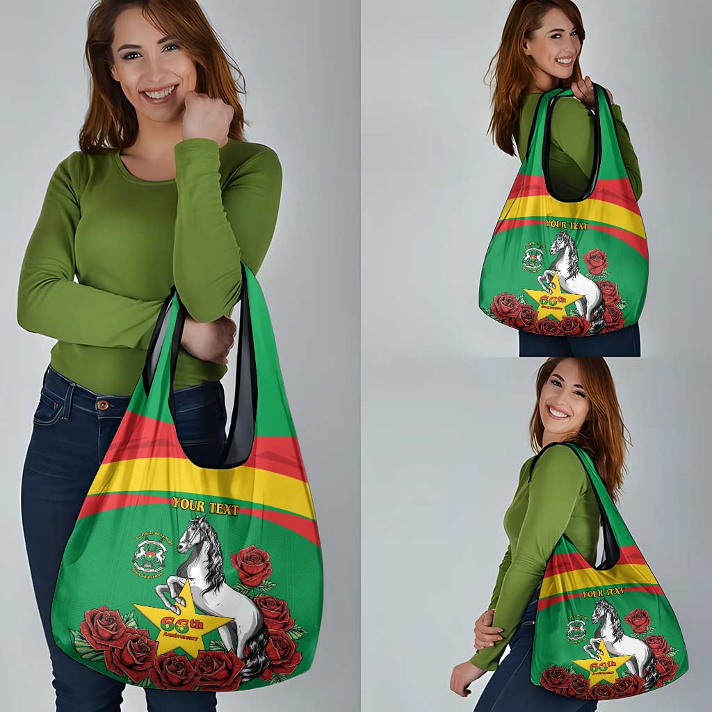 Personalised Burkina Faso Republic Day Grocery Bag Happy 66th Anniversary with White Stallion