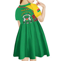 Personalised Burkina Faso Republic Day Kid Short Sleeve Dress Happy 66th Anniversary with White Stallion - Wonder Print Shop
