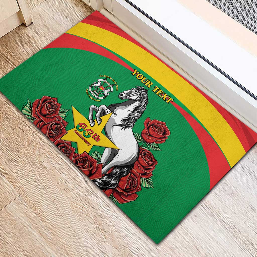 Personalised Burkina Faso Republic Day Rubber Doormat Happy 66th Anniversary with White Stallion - Wonder Print Shop