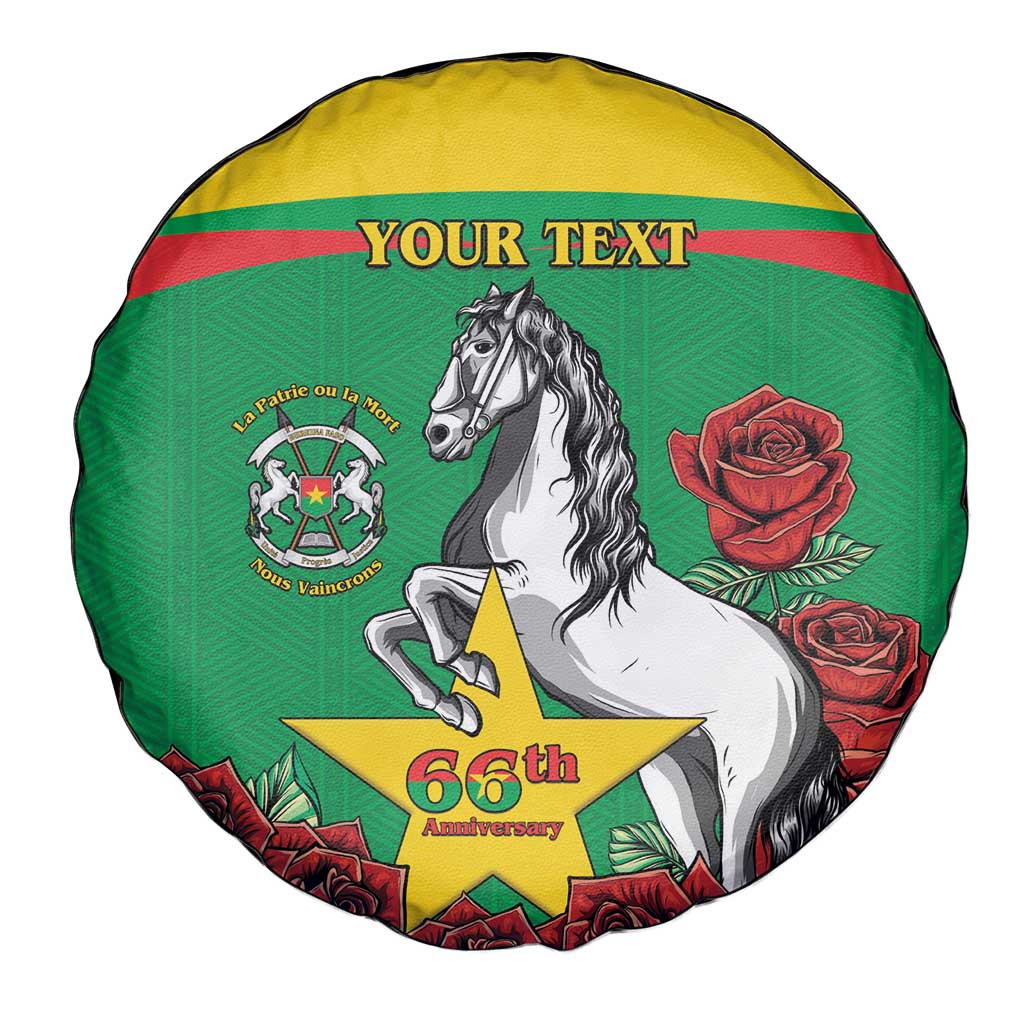 Personalised Burkina Faso Republic Day Spare Tire Cover Happy 66th Anniversary with White Stallion - Wonder Print Shop