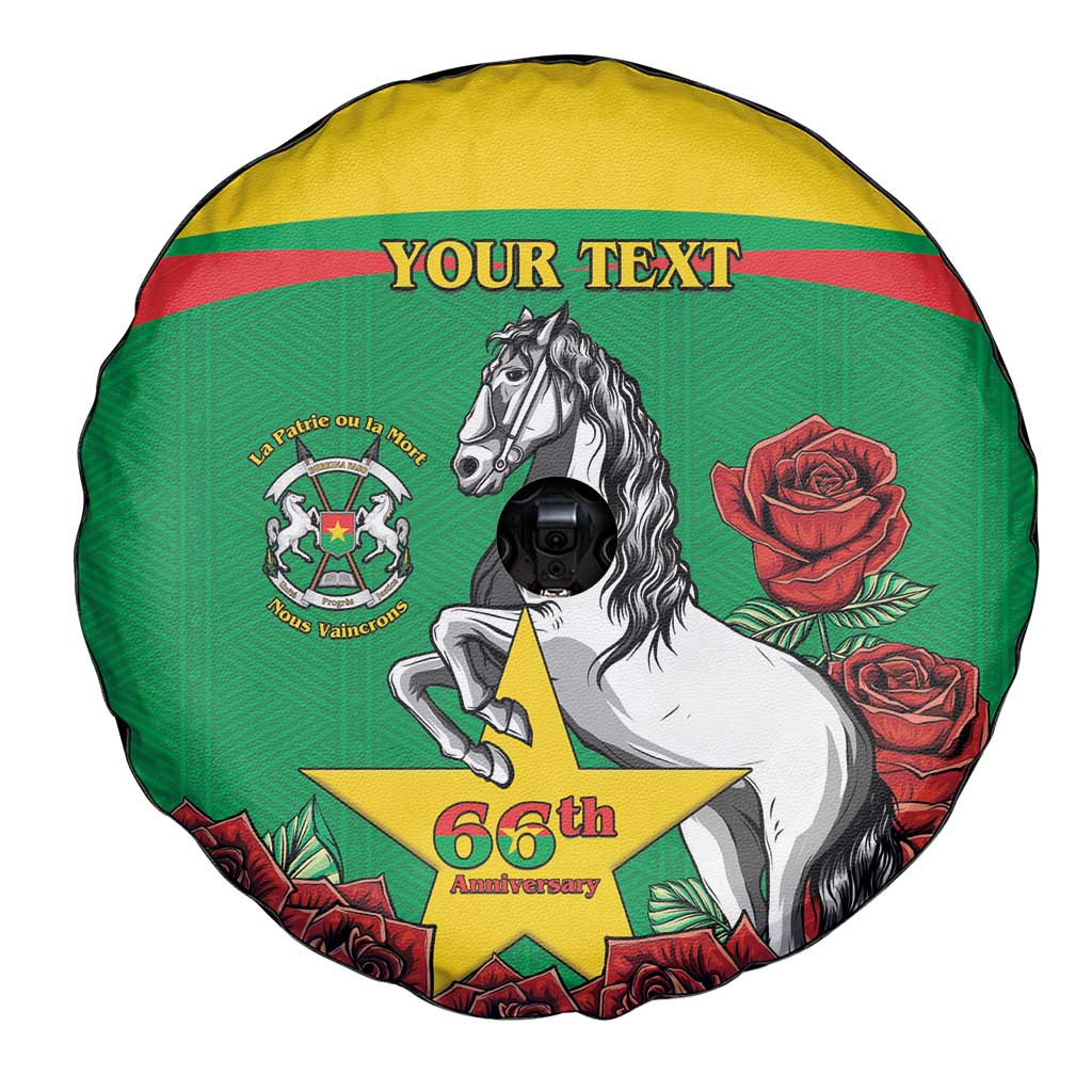 Personalised Burkina Faso Republic Day Spare Tire Cover Happy 66th Anniversary with White Stallion - Wonder Print Shop