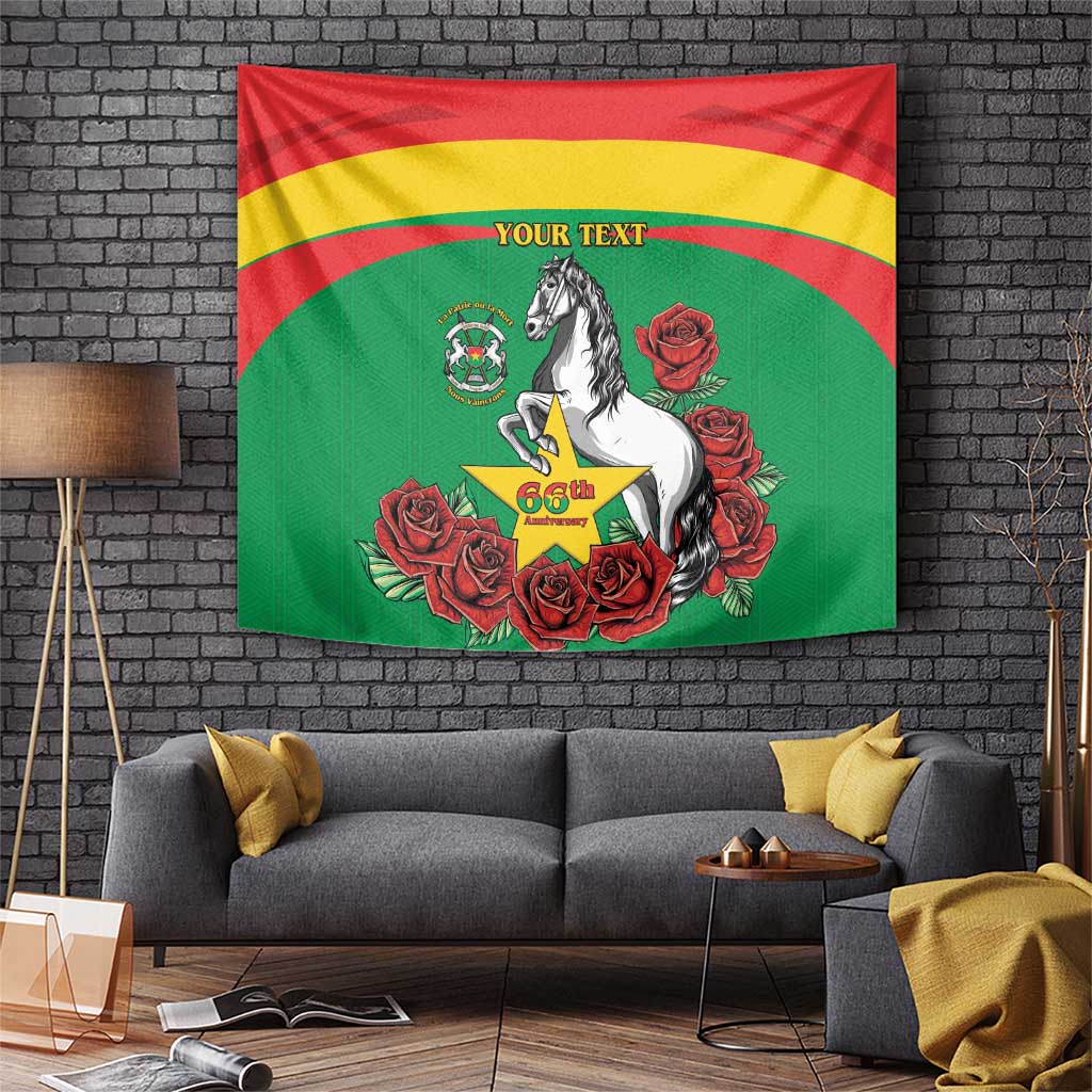 Personalised Burkina Faso Republic Day Tapestry Happy 66th Anniversary with White Stallion - Wonder Print Shop