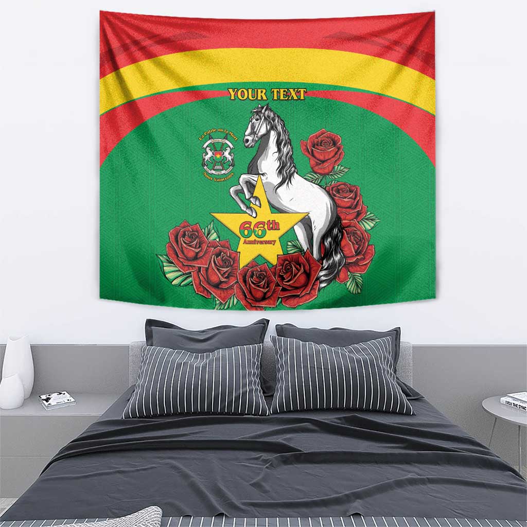 Personalised Burkina Faso Republic Day Tapestry Happy 66th Anniversary with White Stallion - Wonder Print Shop