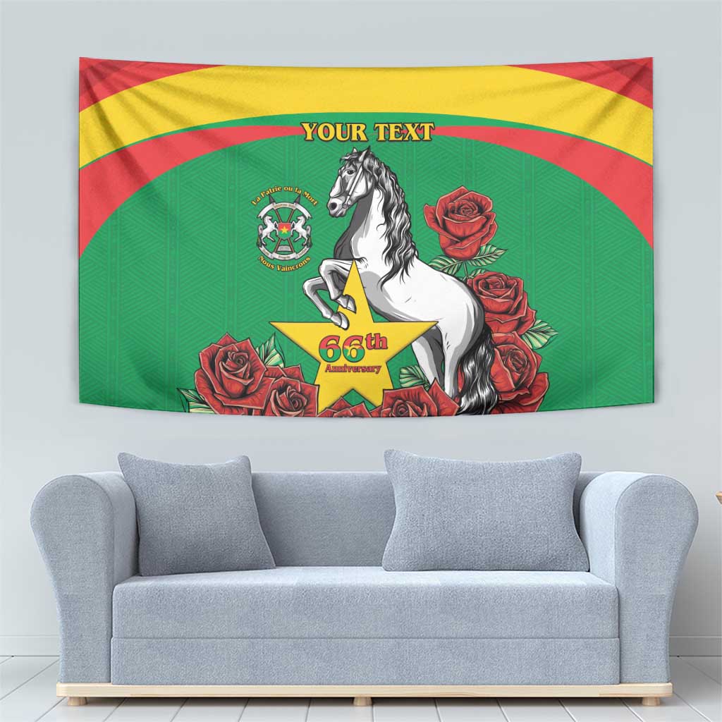 Personalised Burkina Faso Republic Day Tapestry Happy 66th Anniversary with White Stallion - Wonder Print Shop