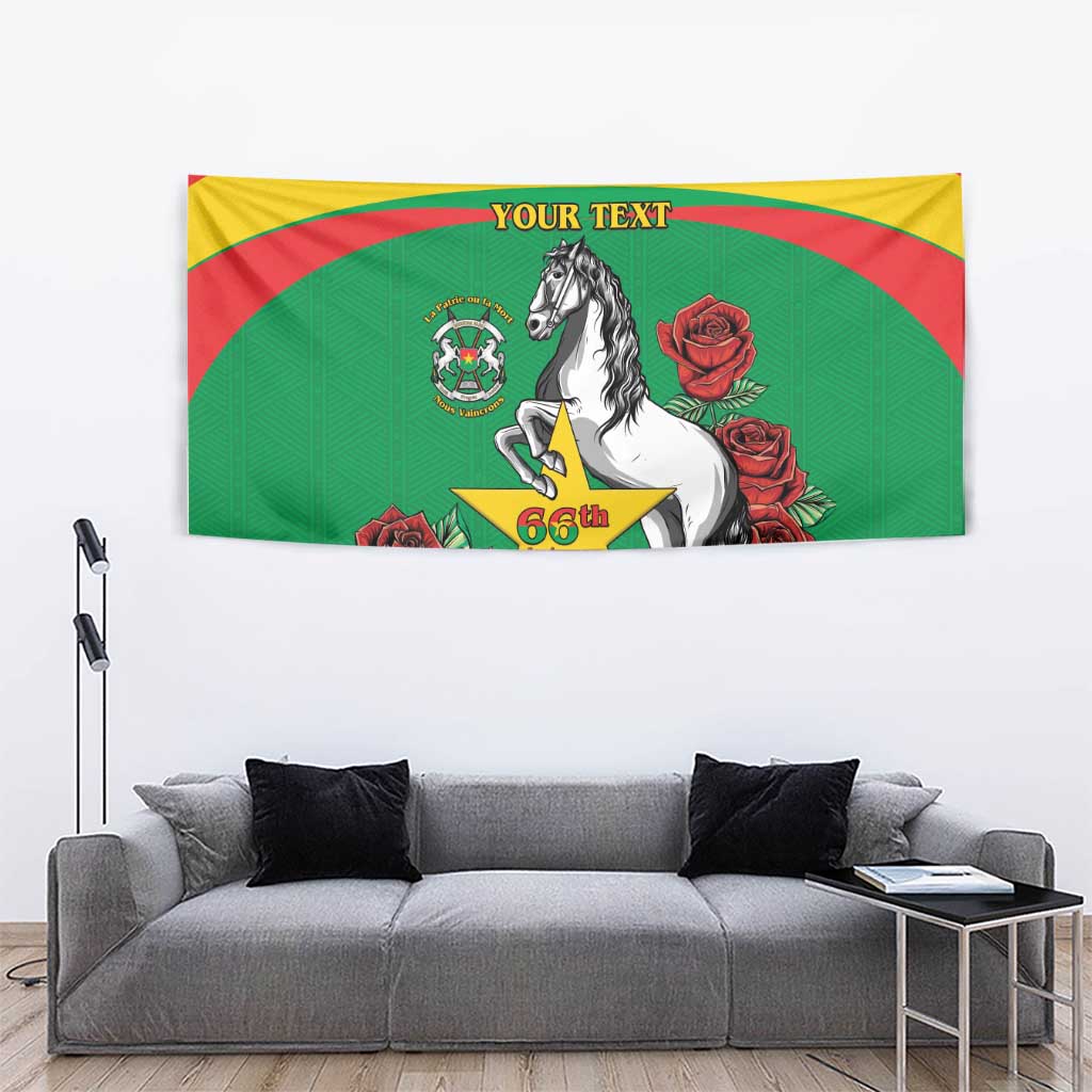 Personalised Burkina Faso Republic Day Tapestry Happy 66th Anniversary with White Stallion - Wonder Print Shop