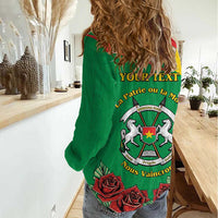 Personalised Burkina Faso Republic Day Women Casual Shirt Happy 66th Anniversary with White Stallion - Wonder Print Shop