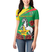 Personalised Burkina Faso Republic Day Women Polo Shirt Happy 66th Anniversary with White Stallion - Wonder Print Shop