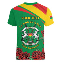 Personalised Burkina Faso Republic Day Women V-Neck T-Shirt Happy 66th Anniversary with White Stallion - Wonder Print Shop