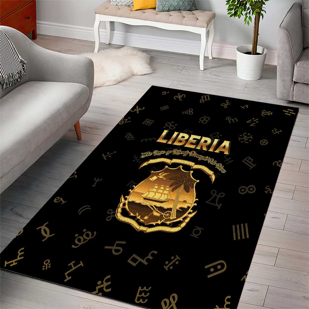 Liberia Vai Syllabary Heritage Area Rug National Emblem Golden Style - Wonder Print Shop