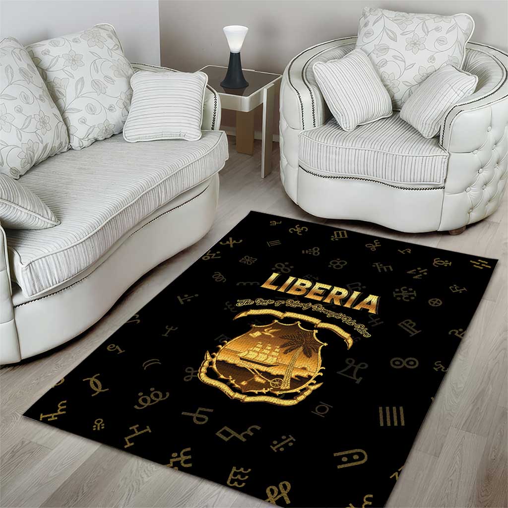 Liberia Vai Syllabary Heritage Area Rug National Emblem Golden Style - Wonder Print Shop