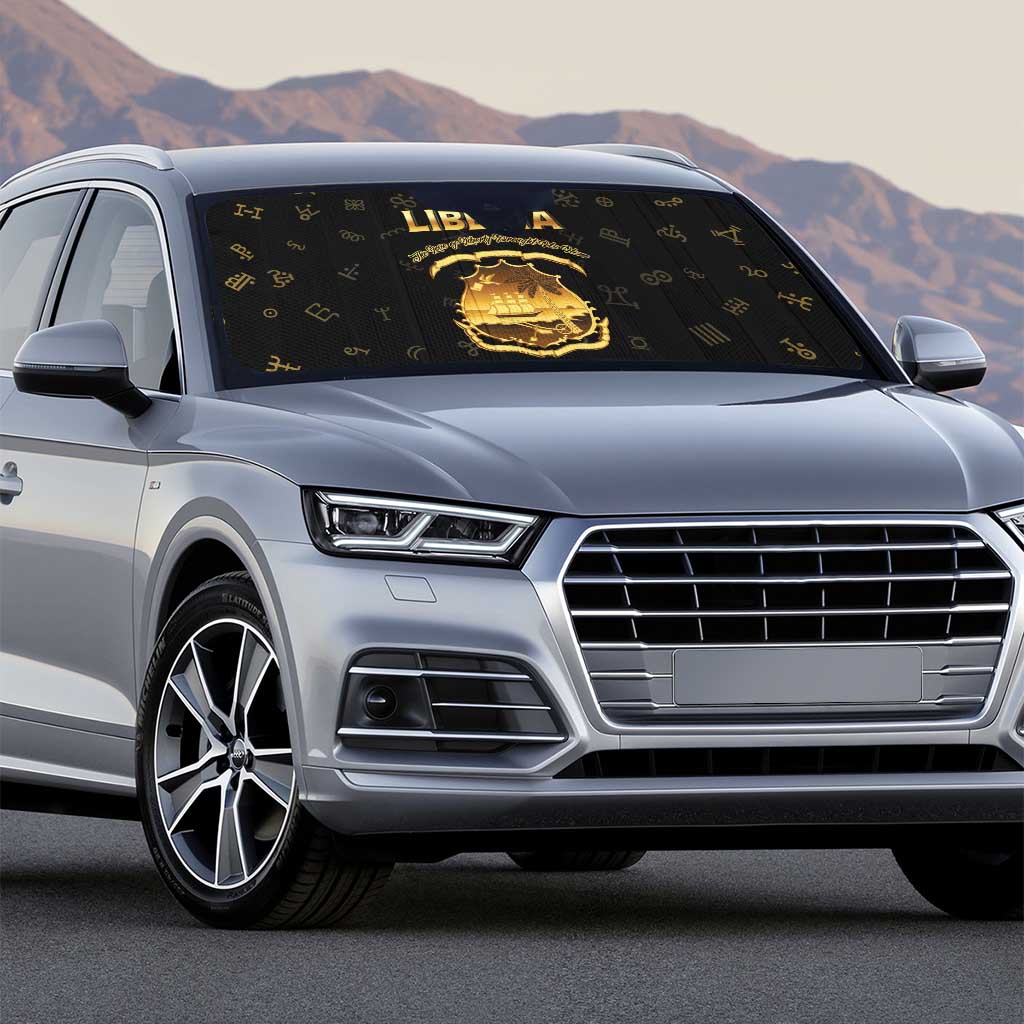 Liberia Vai Syllabary Heritage Auto Sun Shade National Emblem Golden Style - Wonder Print Shop