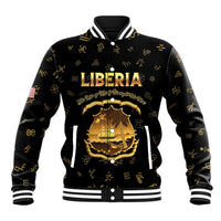 Personalized Liberia Vai Syllabary Heritage Baseball Jacket National Emblem Golden Style - Wonder Print Shop
