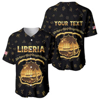 Personalized Liberia Vai Syllabary Heritage Baseball Jersey National Emblem Golden Style - Wonder Print Shop