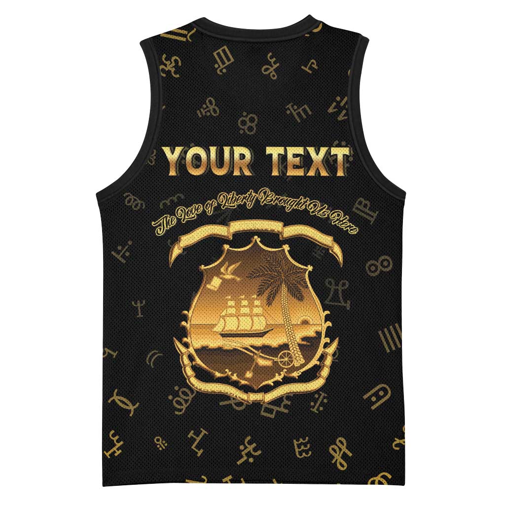 Personalized Liberia Vai Syllabary Heritage Basketball Jersey National Emblem Golden Style - Wonder Print Shop