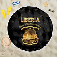 Liberia Vai Syllabary Heritage Beach Blanket National Emblem Golden Style - Wonder Print Shop
