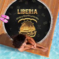 Liberia Vai Syllabary Heritage Beach Blanket National Emblem Golden Style - Wonder Print Shop
