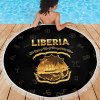 Liberia Vai Syllabary Heritage Beach Blanket National Emblem Golden Style - Wonder Print Shop