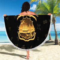 Liberia Vai Syllabary Heritage Beach Blanket National Emblem Golden Style - Wonder Print Shop