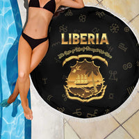 Liberia Vai Syllabary Heritage Beach Blanket National Emblem Golden Style - Wonder Print Shop
