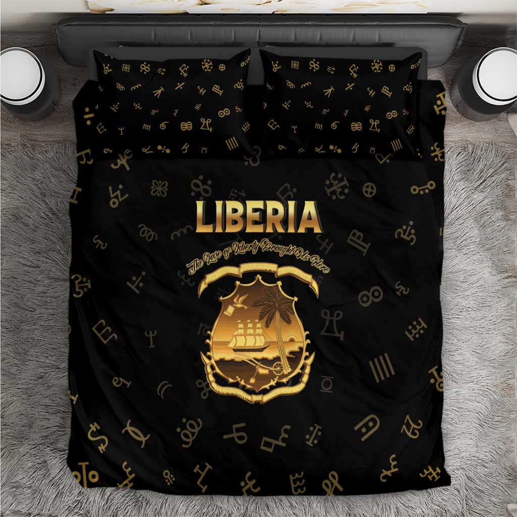 Liberia Vai Syllabary Heritage Bedding Set National Emblem Golden Style - Wonder Print Shop