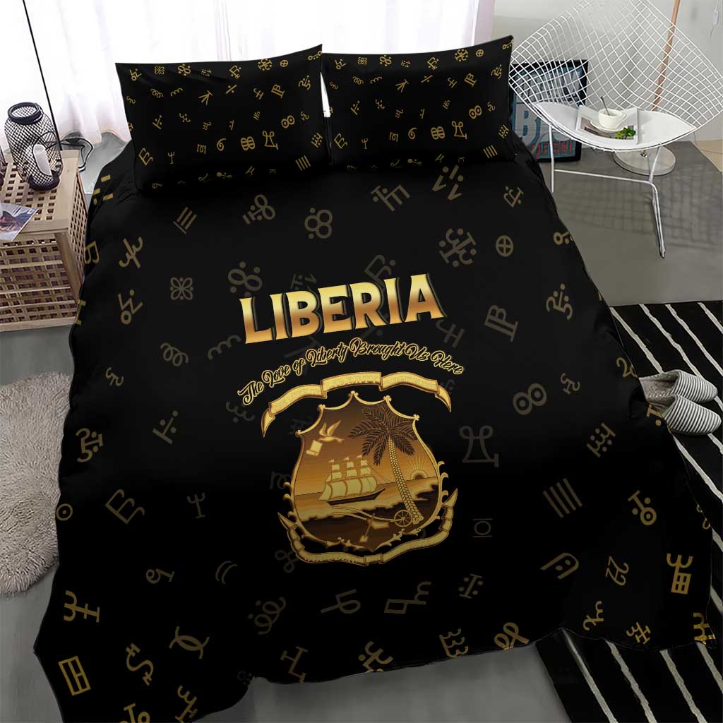 Liberia Vai Syllabary Heritage Bedding Set National Emblem Golden Style - Wonder Print Shop