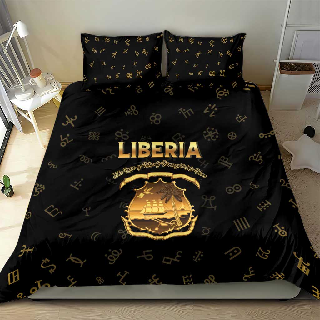 Liberia Vai Syllabary Heritage Bedding Set National Emblem Golden Style - Wonder Print Shop