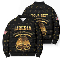 Personalized Liberia Vai Syllabary Heritage Bomber Puffer Jacket National Emblem Golden Style - Wonder Print Shop