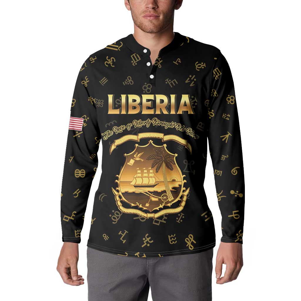 Personalized Liberia Vai Syllabary Heritage Button Sweatshirt National Emblem Golden Style - Wonder Print Shop