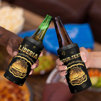 Personalized Liberia Vai Syllabary Heritage 4 in 1 Can Cooler Tumbler National Emblem Golden Style - Wonder Print Shop
