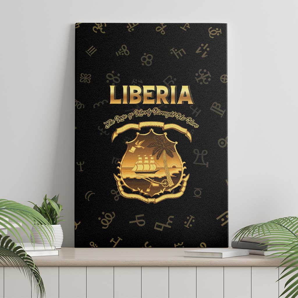 Liberia Vai Syllabary Heritage Canvas Wall Art National Emblem Golden Style - Wonder Print Shop