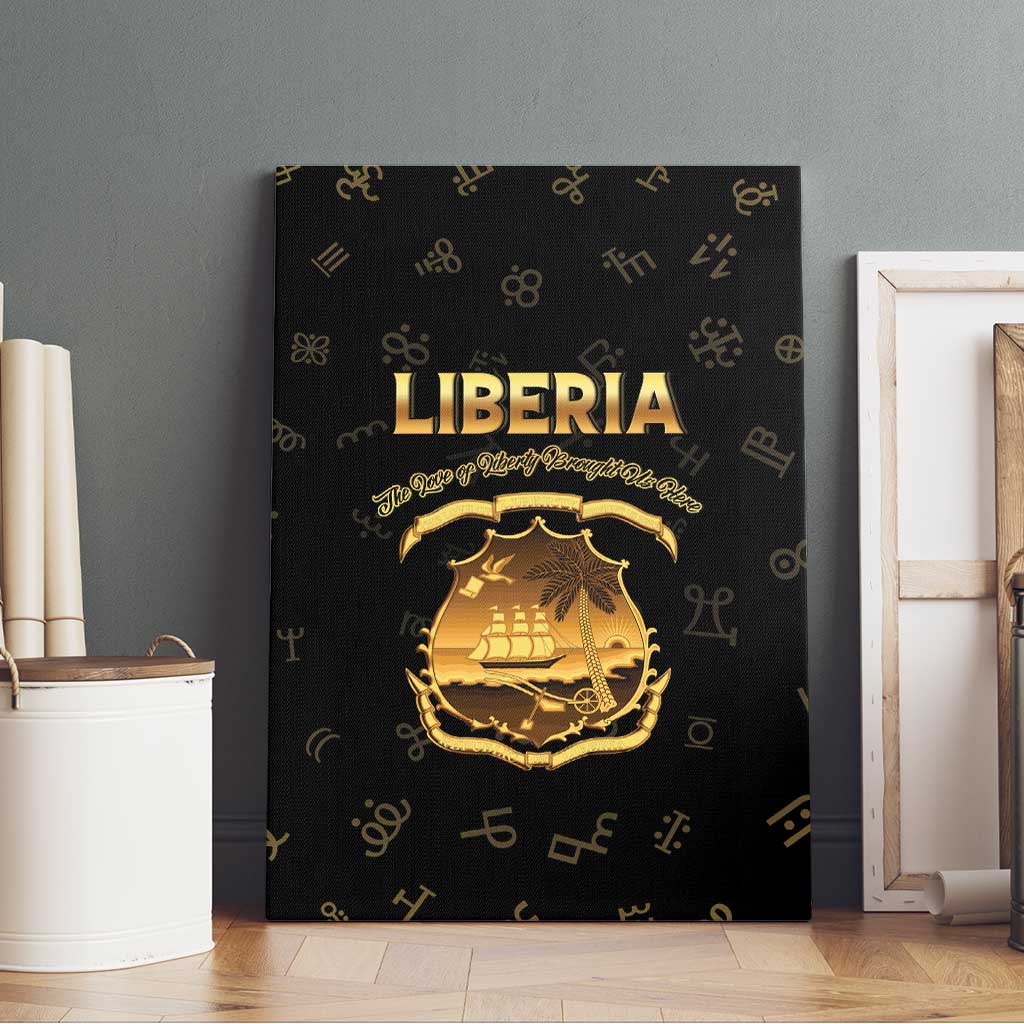 Liberia Vai Syllabary Heritage Canvas Wall Art National Emblem Golden Style - Wonder Print Shop