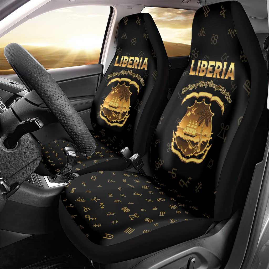 Liberia Vai Syllabary Heritage Car Seat Cover National Emblem Golden Style - Wonder Print Shop