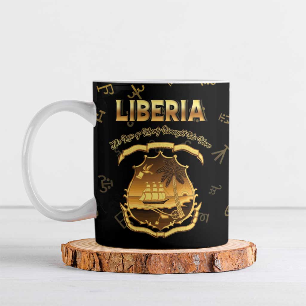 Personalized Liberia Vai Syllabary Heritage Ceramic Mug National Emblem Golden Style - Wonder Print Shop
