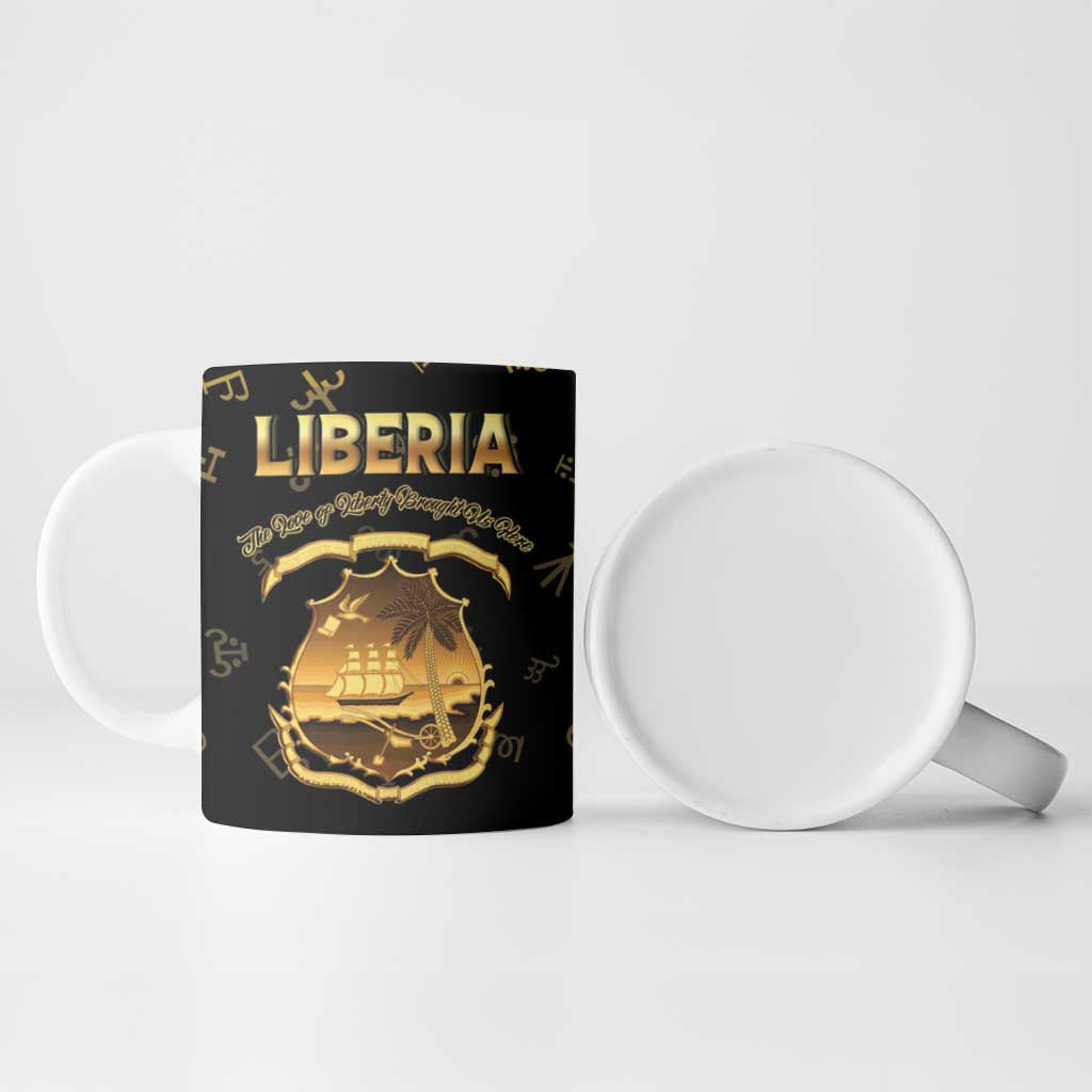 Personalized Liberia Vai Syllabary Heritage Ceramic Mug National Emblem Golden Style - Wonder Print Shop