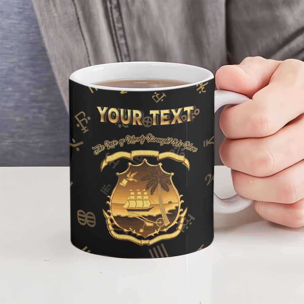Personalized Liberia Vai Syllabary Heritage Ceramic Mug National Emblem Golden Style - Wonder Print Shop