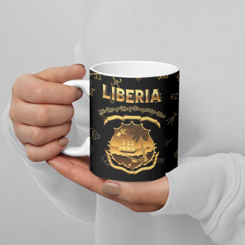 Personalized Liberia Vai Syllabary Heritage Ceramic Mug National Emblem Golden Style - Wonder Print Shop