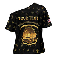 Personalized Liberia Vai Syllabary Heritage Cross Shoulder Shirt National Emblem Golden Style - Wonder Print Shop
