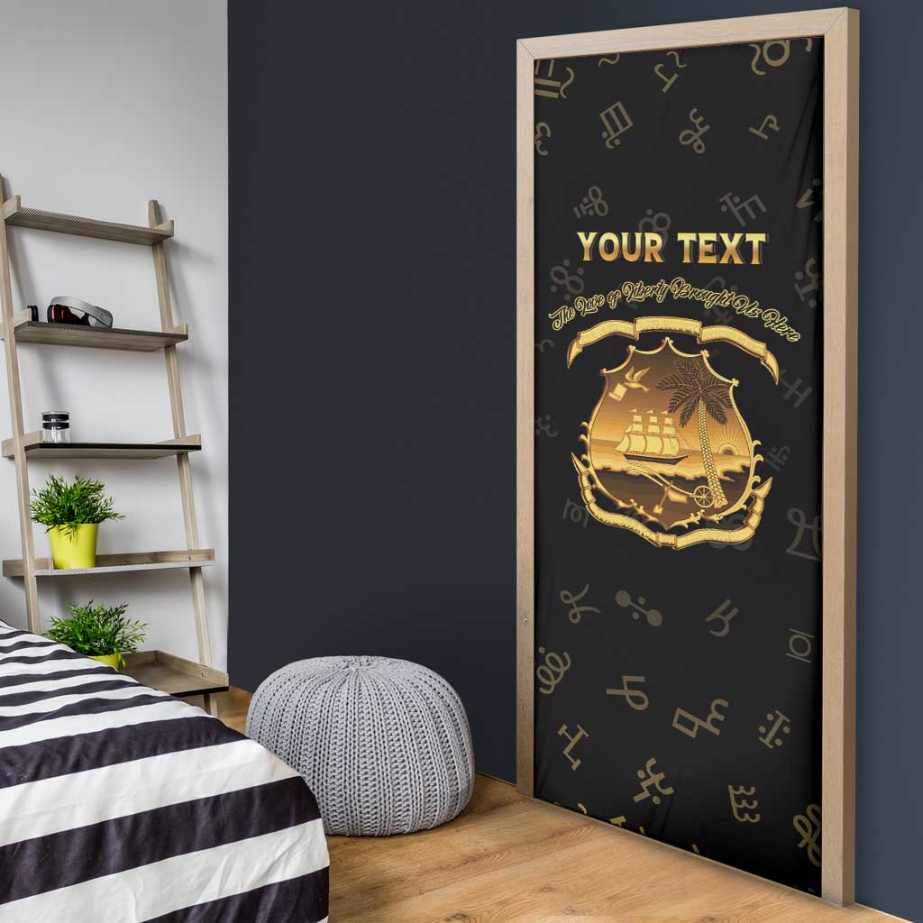 Personalized Liberia Vai Syllabary Heritage Door Cover National Emblem Golden Style - Wonder Print Shop