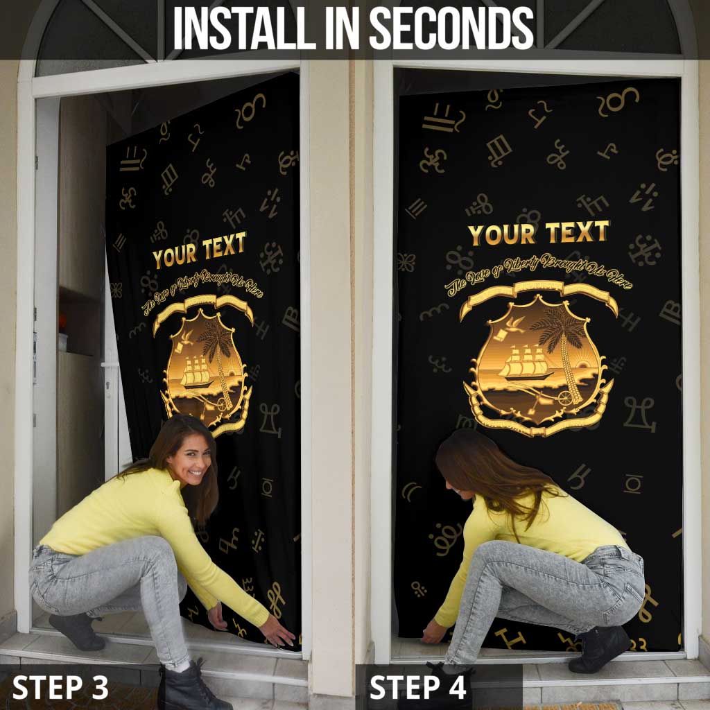 Personalized Liberia Vai Syllabary Heritage Door Cover National Emblem Golden Style - Wonder Print Shop