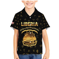 Personalized Liberia Vai Syllabary Heritage Family Matching Mermaid Dress and Hawaiian Shirt National Emblem Golden Style - Wonder Print Shop