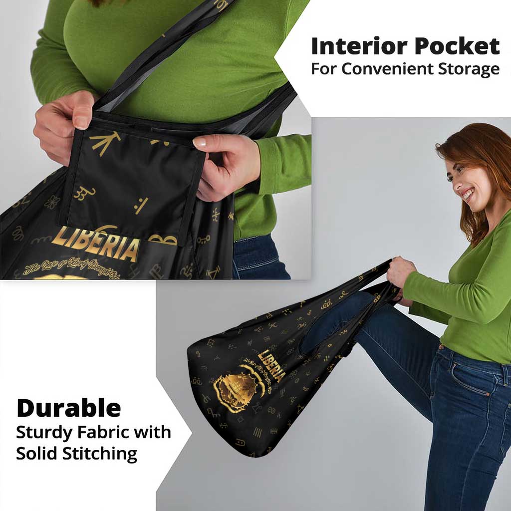 Liberia Vai Syllabary Heritage Grocery Bag National Emblem Golden Style - Wonder Print Shop
