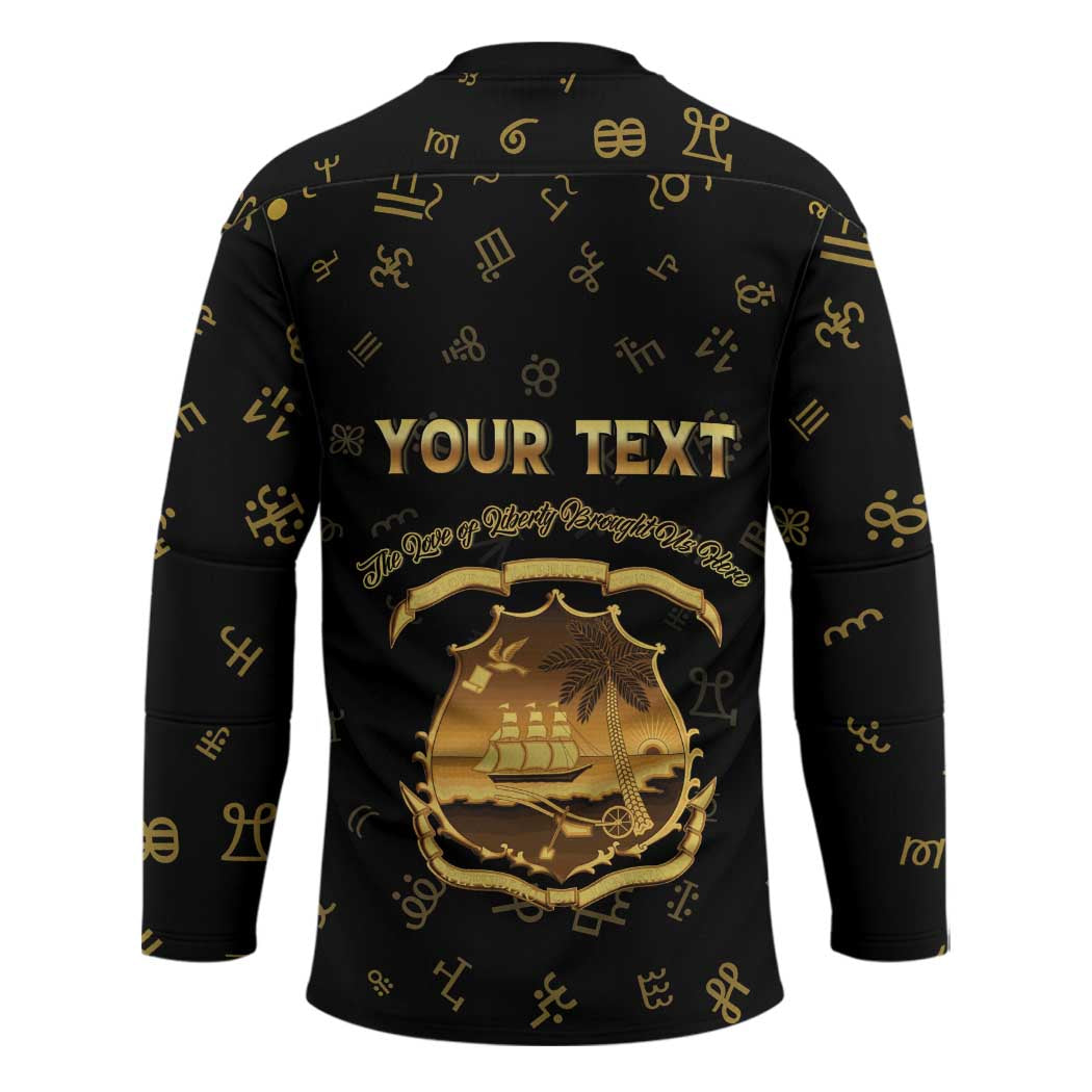 Personalized Liberia Vai Syllabary Heritage Hockey Jersey National Emblem Golden Style - Wonder Print Shop