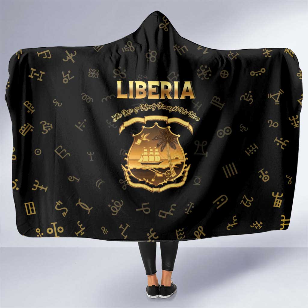 Liberia Vai Syllabary Heritage Hooded Blanket National Emblem Golden Style - Wonder Print Shop