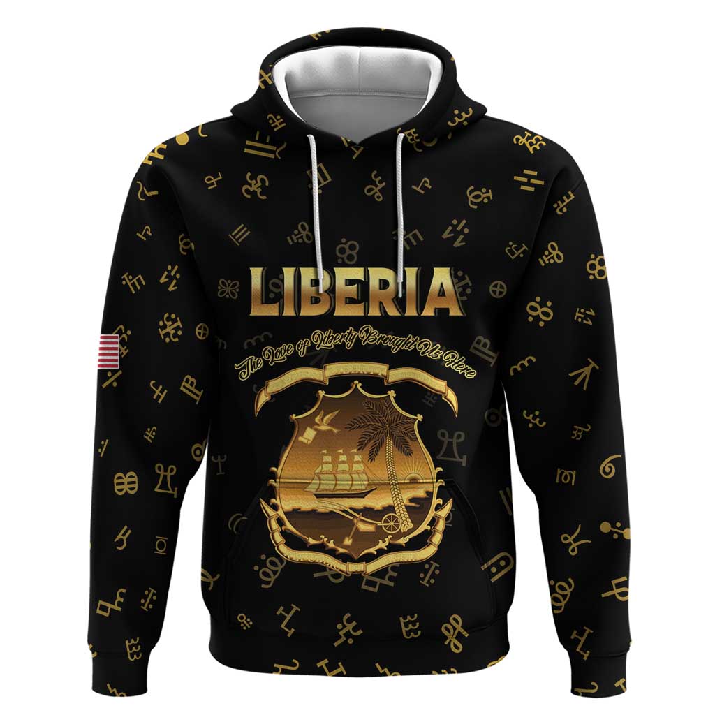 Personalized Liberia Vai Syllabary Heritage Hoodie National Emblem Golden Style - Wonder Print Shop