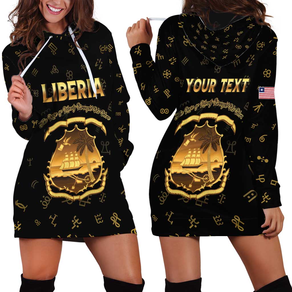 Personalized Liberia Vai Syllabary Heritage Hoodie Dress National Emblem Golden Style - Wonder Print Shop