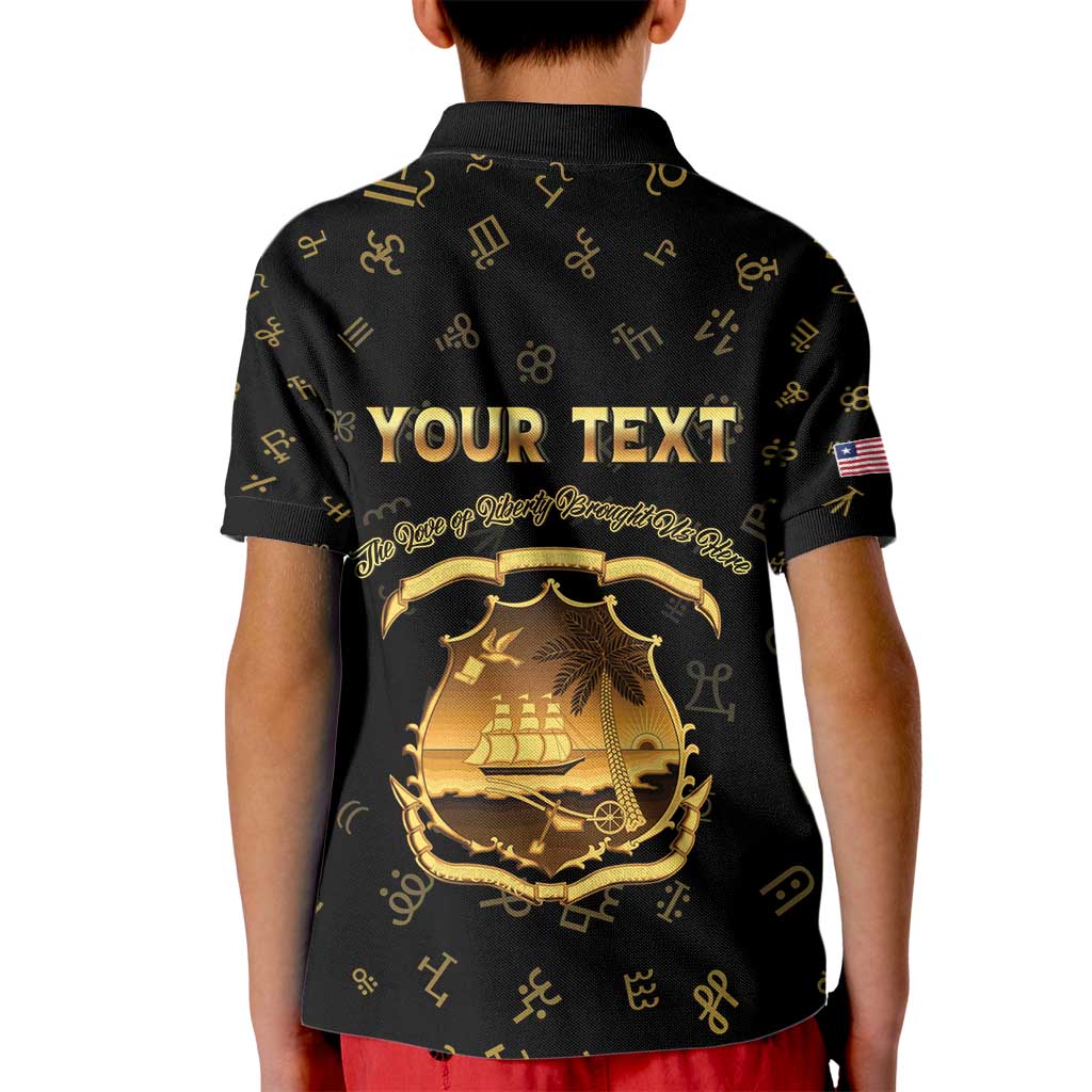 Personalized Liberia Vai Syllabary Heritage Kid Polo Shirt National Emblem Golden Style - Wonder Print Shop